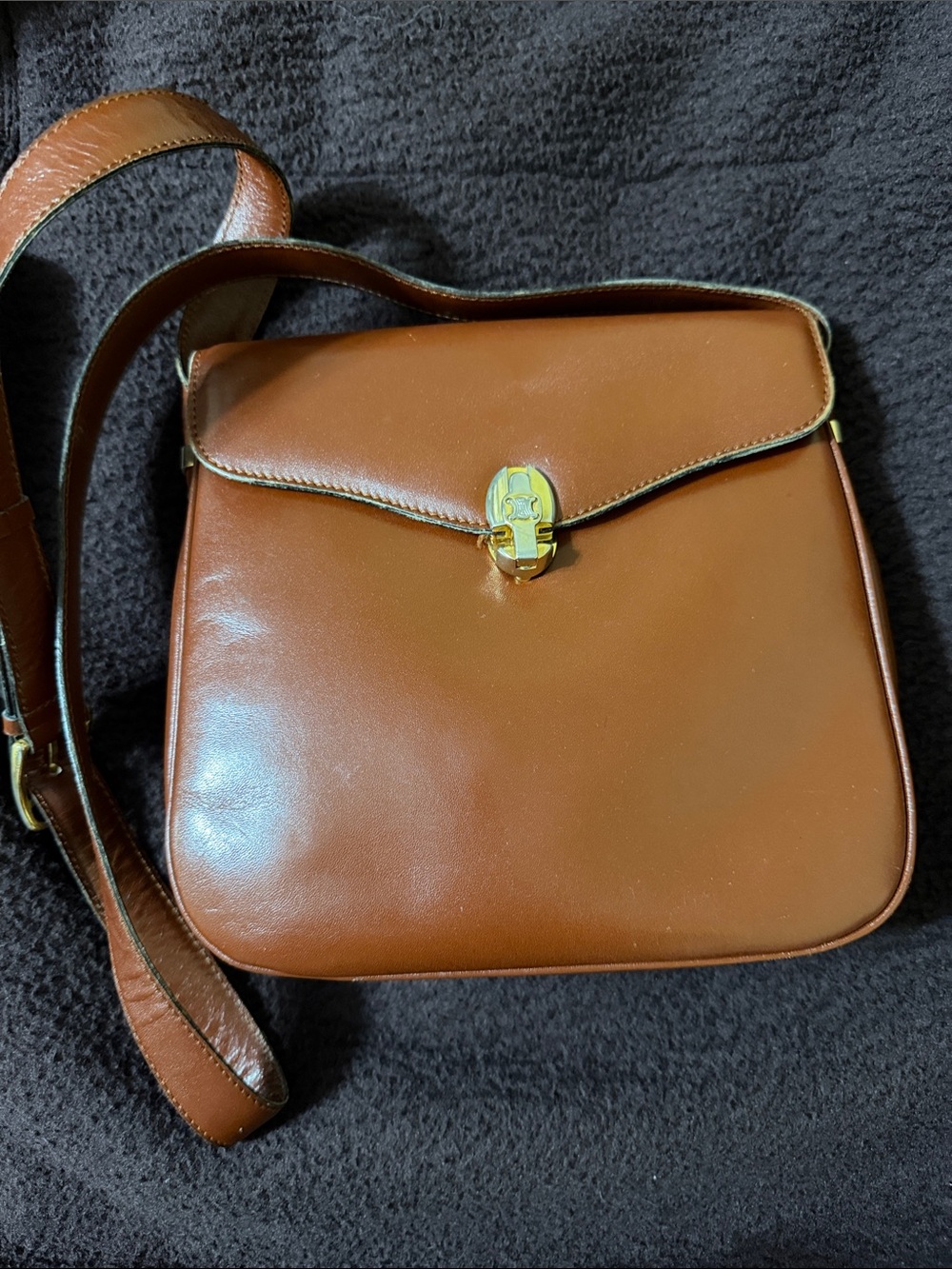Celine Brown Leather Crossbody Bag with Gold Hardware final sale